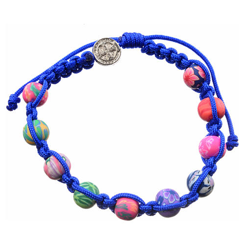 Medjugorje bracelet in fimo, blue cord 2