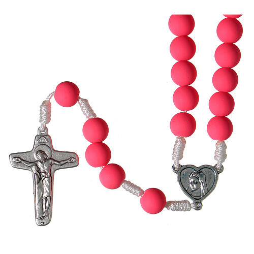 Medjugorje rosary in pink fimo 1