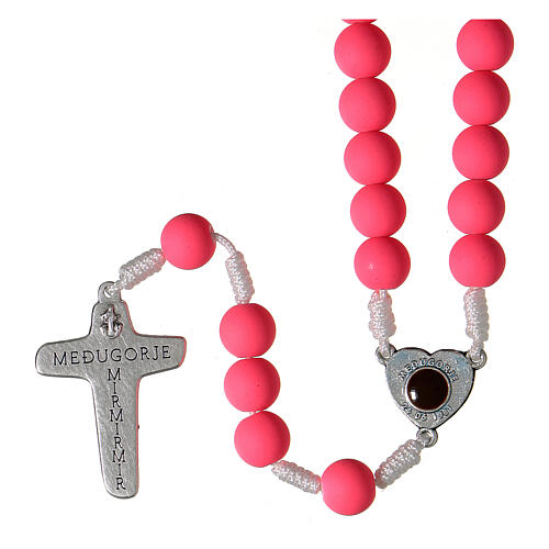 Medjugorje rosary in pink fimo 2