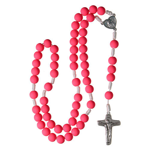 Medjugorje rosary in pink fimo 4
