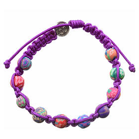 Medjugorje bracelet in fimo, purple cord