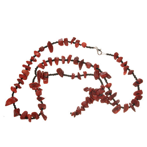 Medjugorje rosary beads in red hard stones 3