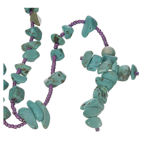 Medjugorje rosary beads in aqua green hard stones 1