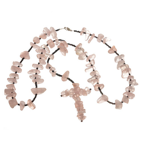 Medjugorje rosary beads with transparent pink hard stones. 3