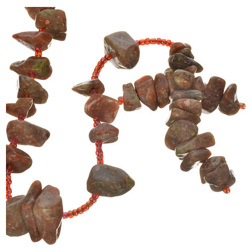 Medjugorje rosary beads in red marble coloured hard stones 1
