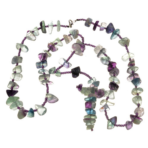 Medjugorje rosary beads in sea green hard stones 3