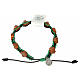 Medjugorje bracelet black green cord, crosses olive wood s1