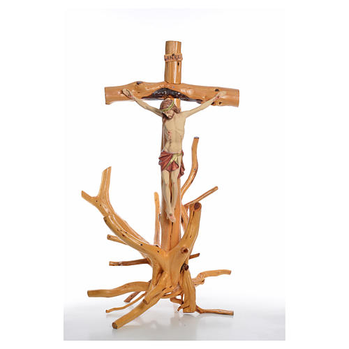 Crucifix Medjugorje en bois de sapin sur racine 133cm 9