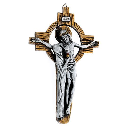 Crocifisso Medjugorje Cristo e Maria 25x16 cm 3
