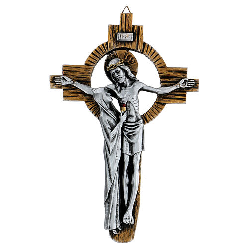 Crucifixo Medjugorje Cristo e Maria 25x16 cm 1