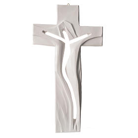 Crocifisso Medjugorje Cristo Risorto bianco resina 34x19