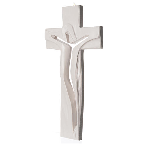 Crocifisso Medjugorje Cristo Risorto bianco resina 34x19 2