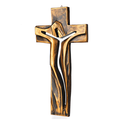 Kruzifix Medjugorje auferstandene Christus bronzefarbig 34x19cm 2