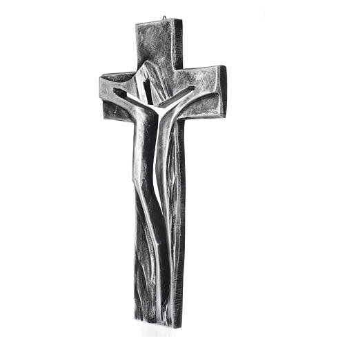 Krucyfiks Medjugorje Chrystus Zmartwychwstały srebrny żywica 34x19 2