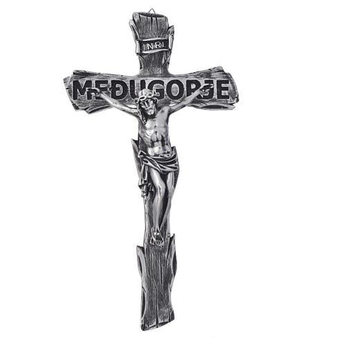 Crucifixo Medjugorje resina corpo metal 44x24 cm 1