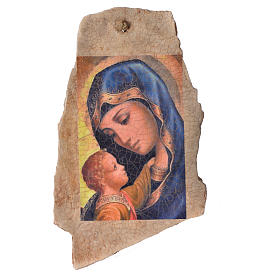Cuadro en piedra de Medjugorje con imagen de la Virgen con niño  dimención 33x19 cm.
