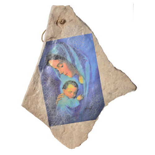 Cuadro piedra Medjugorje Virgen niño  33x 19cm 1