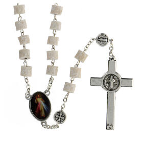 Medjugorje rosary in white stone Divine Mercy of Jesus