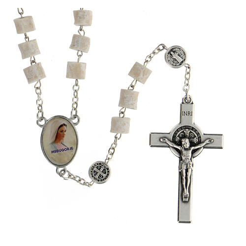 Medjugorje rosary in white stone Divine Mercy of Jesus 1