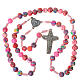 Medjugorje rosary in fimo, floral red cord s4