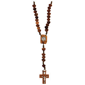 Medjugorje rosary, olive wood, heart grains