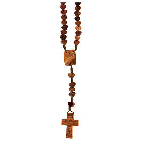 Medjugorje rosary, olive wood, heart grains