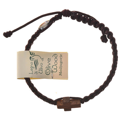 Bracelet corde Medjugorje croix olivier 9