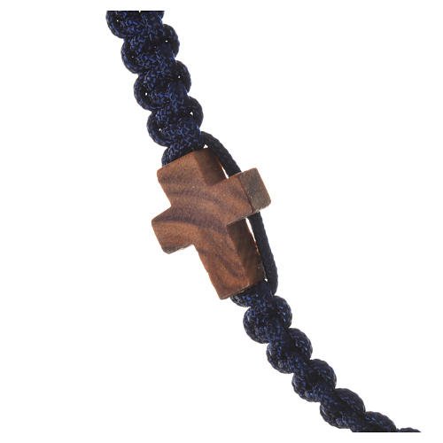 Bransoleta sznurek Medjugorje krzyż drewno oliwne 2