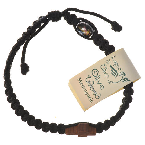 Medjugorje bracelet, cord, olive wood cross 7