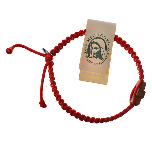Medjugorje bracelet, cord, olive wood cross 8