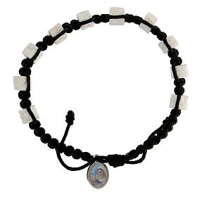 Medjugorje single-decade bracelet, stone and black cord