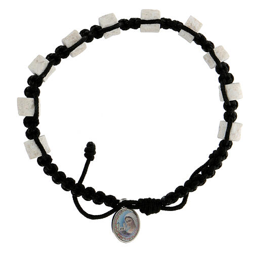 Medjugorje single-decade bracelet, stone and black cord 1