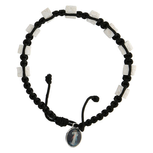 Medjugorje single-decade bracelet, stone and black cord 2