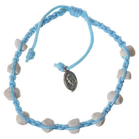 Bracelets, peace chaplets, one-decade rosaries: Single-decade Medjugorje bracelet with stone and blue cord