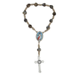 Single-decade Medjugorje bracelet with stone and blue cord