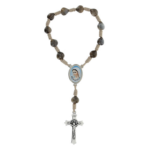 Single-decade Medjugorje bracelet with stone and blue cord 1