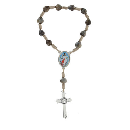 Single-decade Medjugorje bracelet with stone and blue cord 2