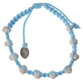 Pulseiras Dezena Terço da Paz: Pulseira dezena Medjugorje pedra fio azul