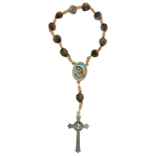 Single-decade Medjugorje bracelet with stone and blue cord 3