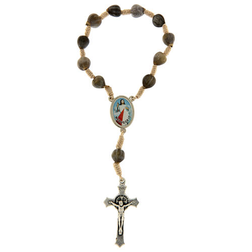 Single-decade Medjugorje bracelet with stone and blue cord 4