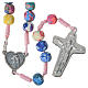 Medjugorje rosary in multicoloured fimo, pink cord s1