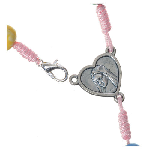 Medjugorje rosary in multicoloured fimo, pink cord 3