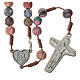 Medjugorje rosary in multicoloured fimo, brown cord s1