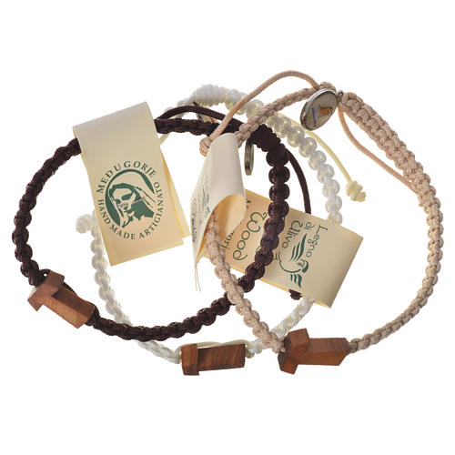 Medjugorje bracelet, coloured cord and olive cross 1