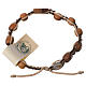 Medjugorje bracelet, olive wood heart grains, brown and beige co s1