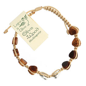 Pulseiras Dezena Terço da Paz: Pulseira Medjugorje fio bege contas oliveira corações