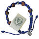Medjugorje Bracelet, olive wood hearts blue cord s1