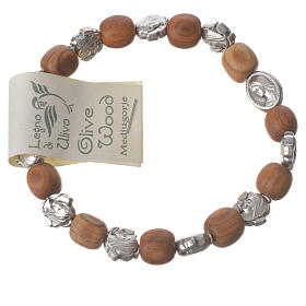 Medjugorje Armbänder: Elastischer Armband Medjugorje Olivenholz Perlen und Röschen