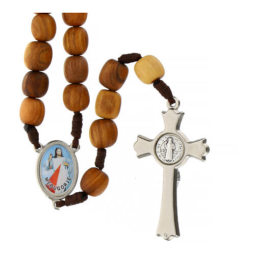 Rosary in Medjugorje olive wood and metal cross 5x3cm 2