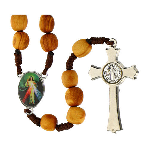 Rosario Medjugorje legno olivo croce metallo 2
